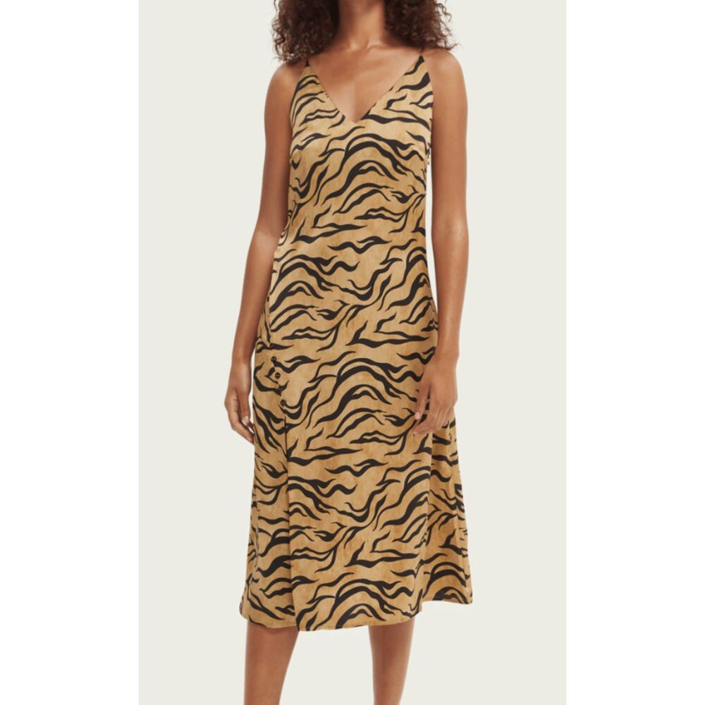 Scotch & Soda Printed Tiger Slip Midi Dress Size XS
